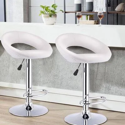 Oguz Swivel Adjustable Height Bar Stool Orren Ellis Color: White