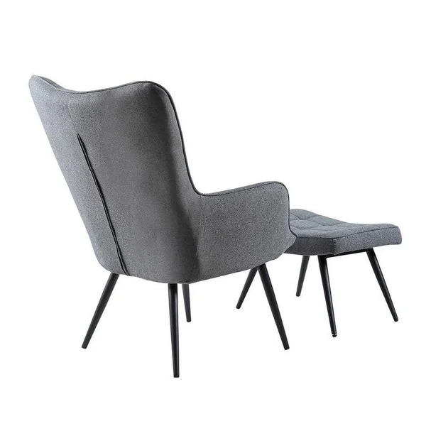 Best Master Furniture 2 Pieces Upholstered Fabric Accent Chair and Ottoman - Grey (Fabric)