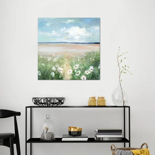 Ocean Wildflowers by Sally Swatland - Painting Print iCanvas Format: Wrapped Canvas - Matte Color: No Matte, Size: 26x22 H x 26x2
