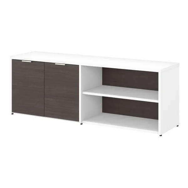 Bush Business Furniture Jamestown Low Storage Cabinet with Doors and Shelves - Storm Gray/White