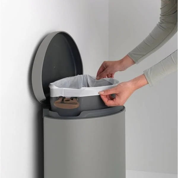 Brabantia 119620 Kitchen Bin - Steel, Mineral Concrete Grey, 40L