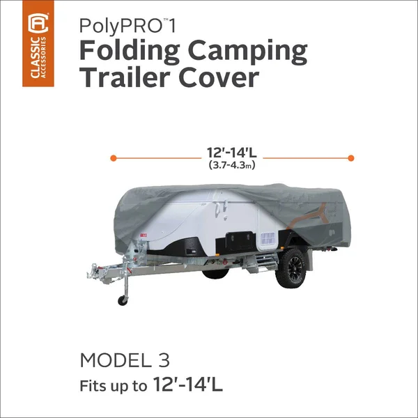 Classic Accessories 74403 Model 3 PolyPro I Folding Camping Trailer Cover, Gray