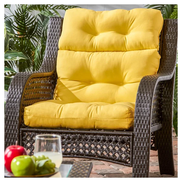 Solid Outdoor High Back Chair Cushion - Sunbeam - Kensington Garden
