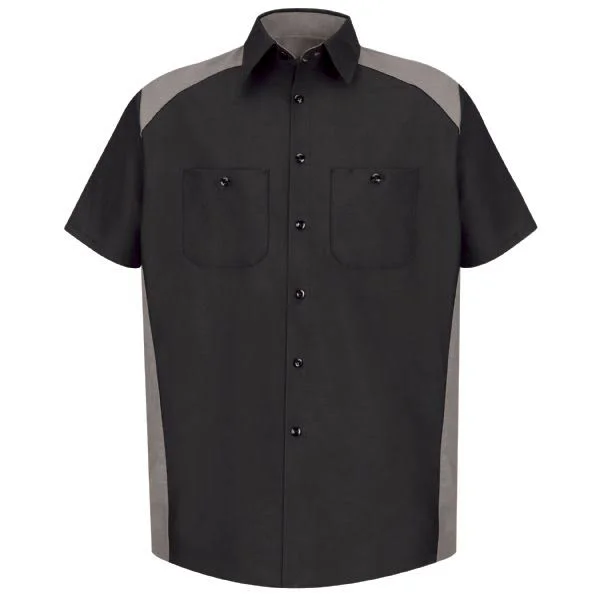Red Kap SP28 Men's SS Motorsports Shirt, Price/Pcs - Black/Grey, Xs