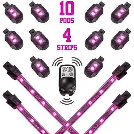 XKGlow XK034002-AB Underglow Remote Control Light Blue LED Rock Light Kit