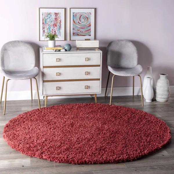 nuLOOM Kara Solid Shag Area Rug, Size: 6& Round, Red
