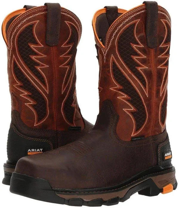 Ariat Men's Composite Toe Intrepid VentTEK Work Boot - Brown/Orange
