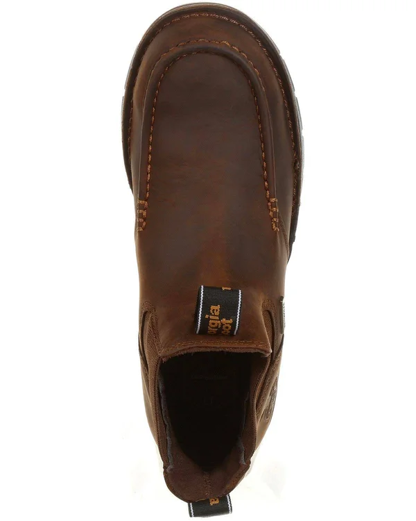 Men's Brown Georgia Boot Athens Chelsea Waterproof Work Boot Size 8