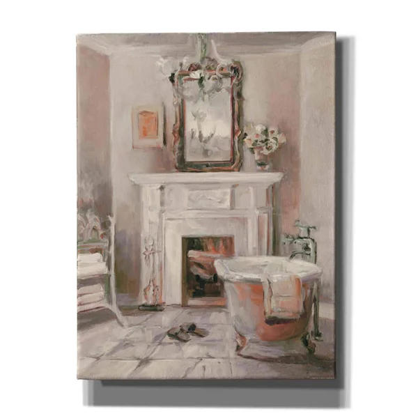 Epic Graffiti French Bath IV Gray and Blush by Marilyn Hageman, Giclee Canvas Wall Art, 12x22X16x22 16x22 x 18x22