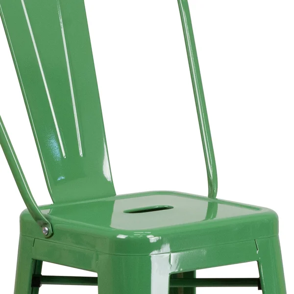 Flash Furniture 30x22 High Green Metal Indoor-Outdoor Barstool with Back