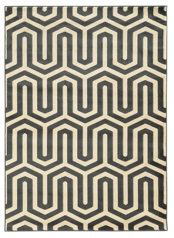 Linon Roma Tangent Geometric Rug, Grey, 5x7 ft