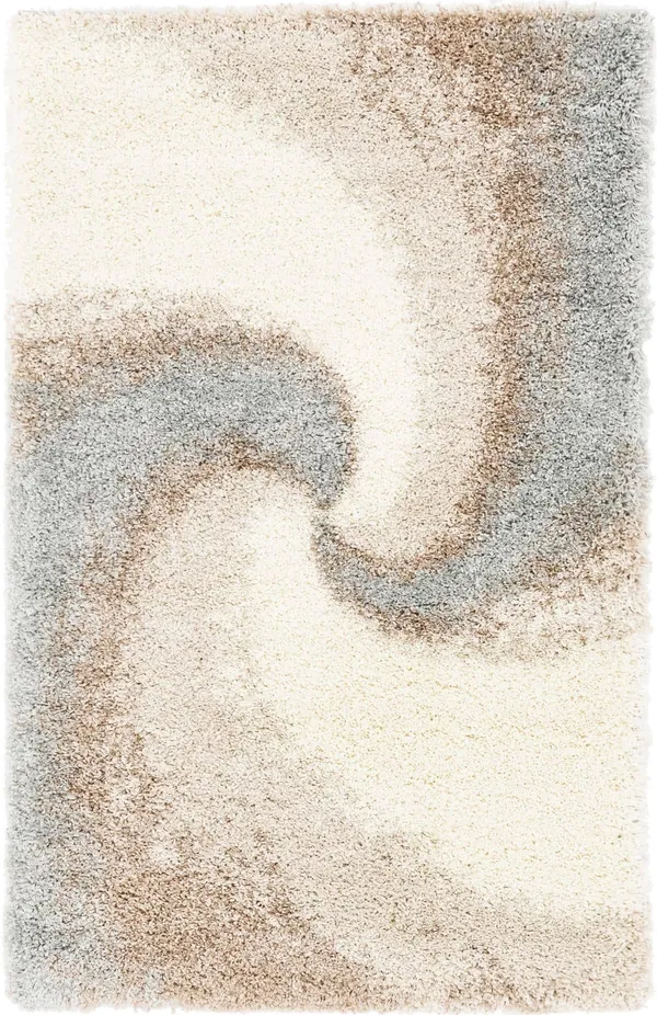 Soft Touch Shag 3x5 Khaki Abstract Area Rug