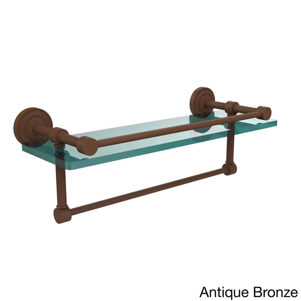 Allied Brass DT-1TB-16-GAL-SBR Dottingham 16 in. Gallery Glass Shelf with Towel Bar Satin Brass