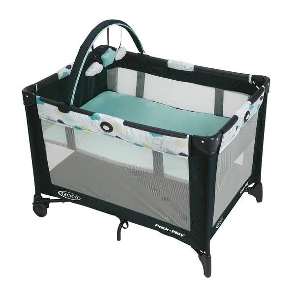 Graco Pack and Play on The Go Playard, Includes Full-Size Infant Bassinet, Push Button Compact Fold, Stratus