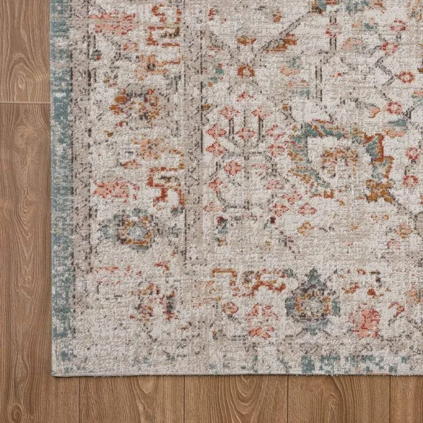 LR Home Antiquity Beige/Cream Caramel Botanical Indoor/Outdoor Area Rug
