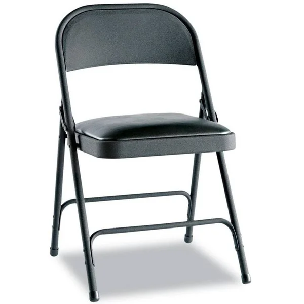 Alera Steel Folding Chair with Two-Brace Support, Padded Seat, Graphite, 4-carton
