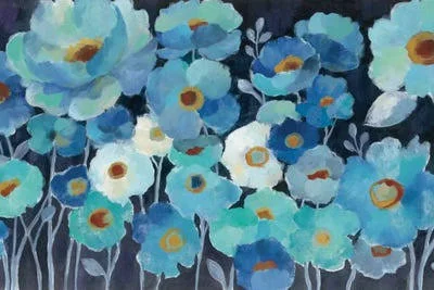 Framed Canvas Art (Gold Floating Frame) - Indigo Flowers I by Silvia Vassileva ( scenic & landscapes > Nature > Gard