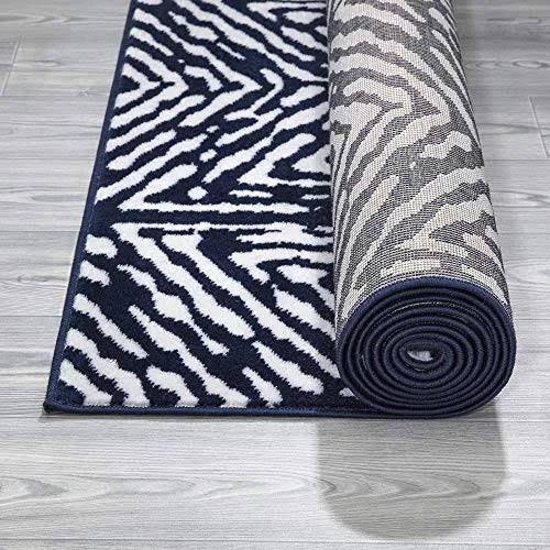 Diagona Designs Contemporary Geometric Cubes Design Modern Area Rug and Runner Rug - Size: 7&10 inch x 9&10 inch, Blue