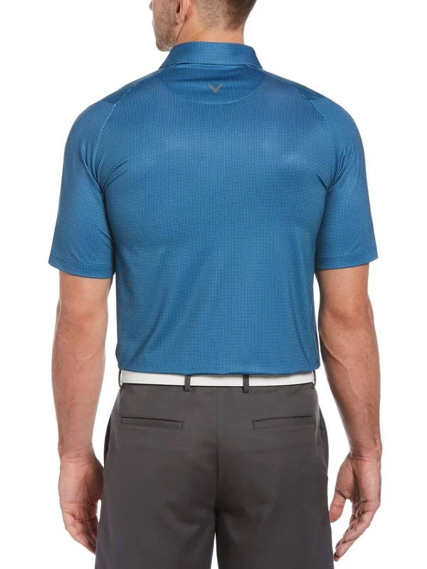 Callaway Men's Swing Tech Printed Gingham Polo Shirt - Blueberry Pancake, Size Small, Polyester/Elastane