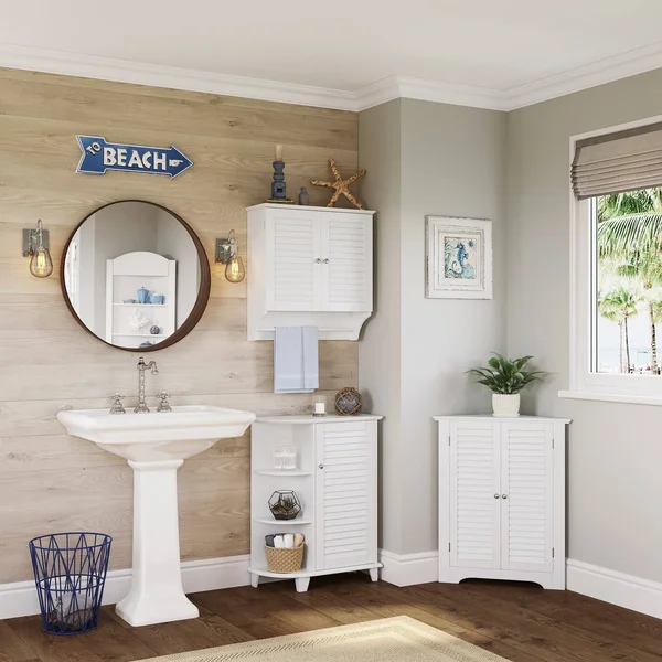 RiverRidge Ellsworth Floor Cabinet with Side Shelves - Taupe