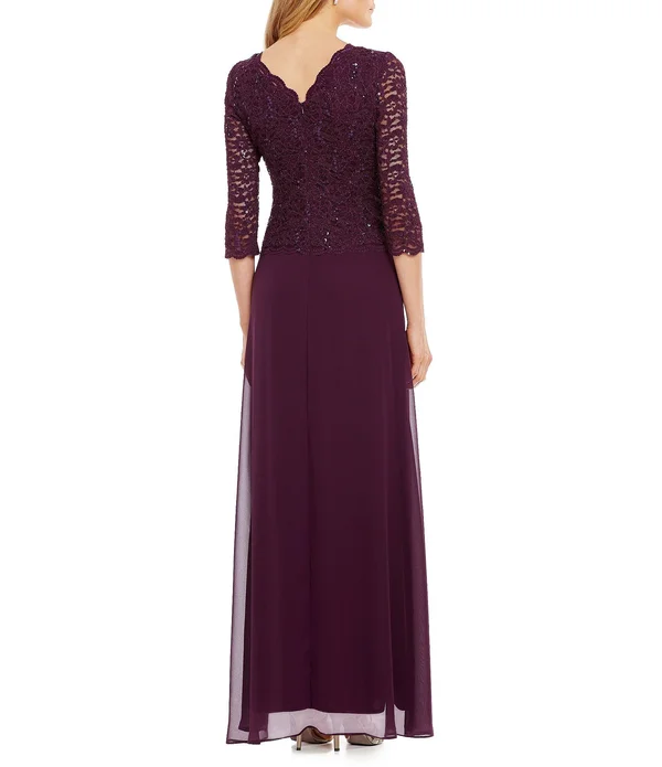 Alex Evenings Sequined Lace Gown - Taupe