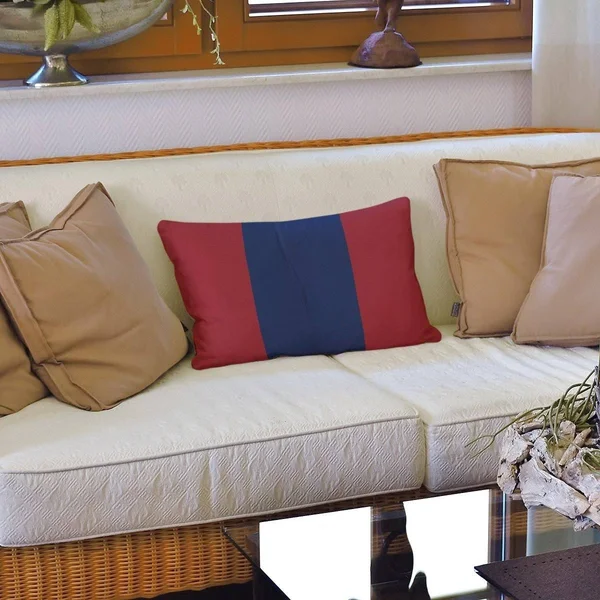 New York New York Big Football Stripes Pillow-Faux Linen - 18 x 18 - Square - Zipper Closure - Large - Removable Cover - Accent
