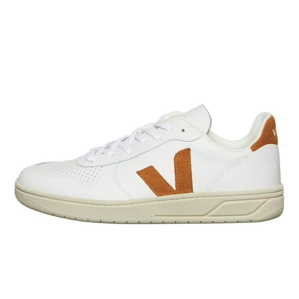 Veja Men's V-10 Leather Trainers - Extra White/Camel - UK 7