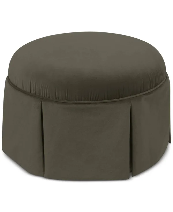 Skyline Furniture Jasmine Ottoman - Dark Grey, Skirted Ottoman