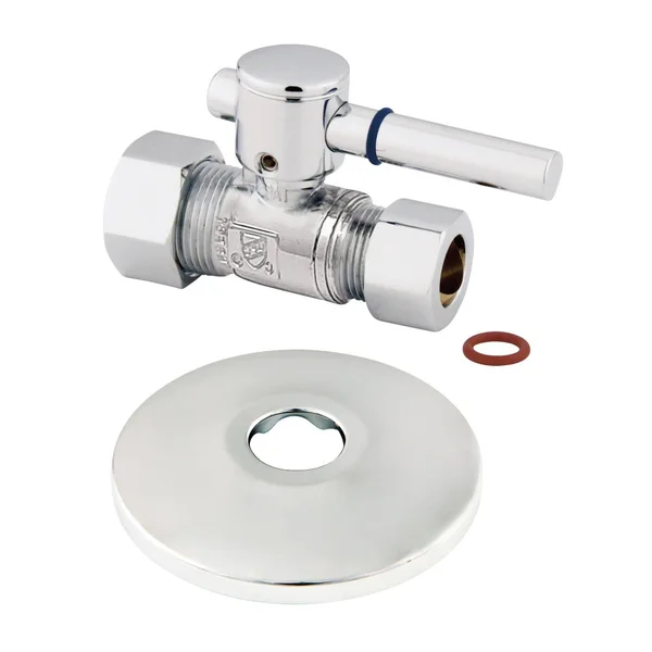 Kingston Brass CC44451DLK OD Comp Quarter Turn Straight Stop Valve with Flange Finish: Polished Chrome