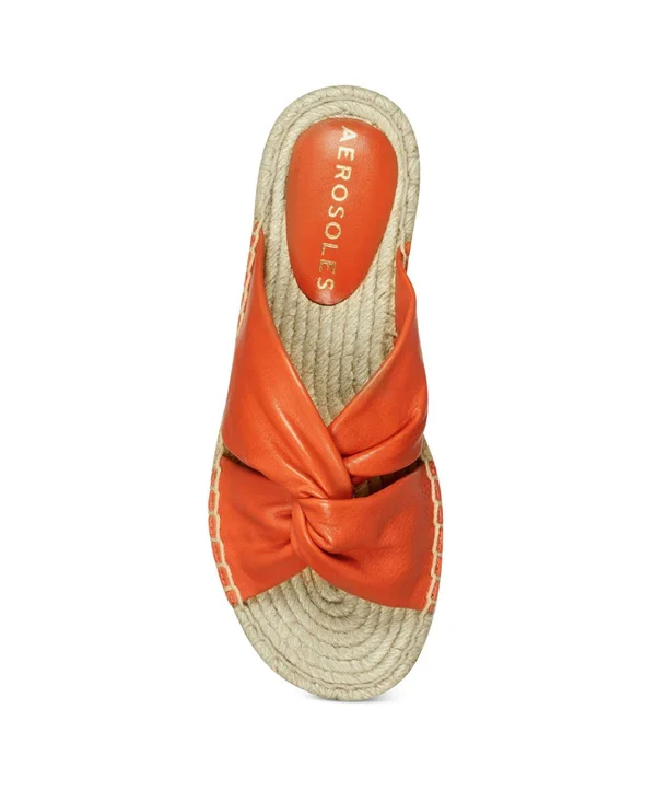 Aerosoles Paramus Women's Leather Slide Sandals - Size: 7.5, Orange