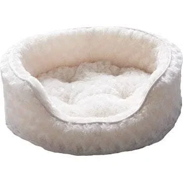 FurHaven Ultra Plush Oval Pet Bed Cream Jumbo