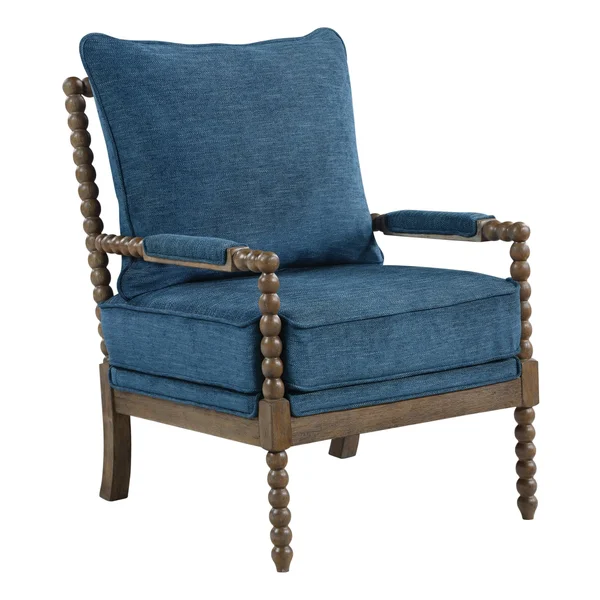 Osp Home Furnishings Fletcher Spindle Chair in Navy Fabric with Brush Charcoal Finish