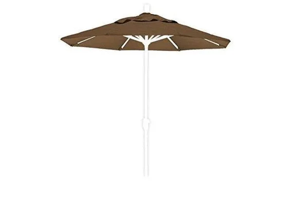 California Umbrella 9 ft. Matted White Aluminum Market Patio Umbrella Push Tilt in Mocha Pacifica
