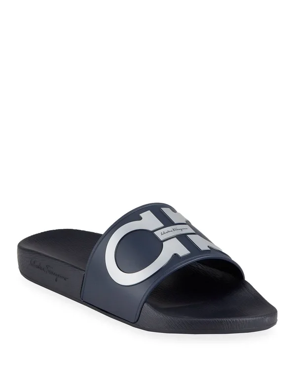 Men's Salvatore Ferragamo Groove 2 Slide Sandal, Size 13 M - Blue