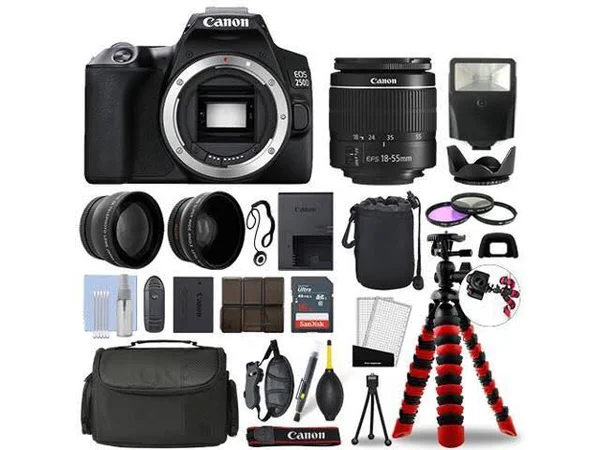 Canon Eos 250D, SL3 DSLR Camera w/ 18-55mm + 16GB 3 Lens Ultimate Accessory Kit