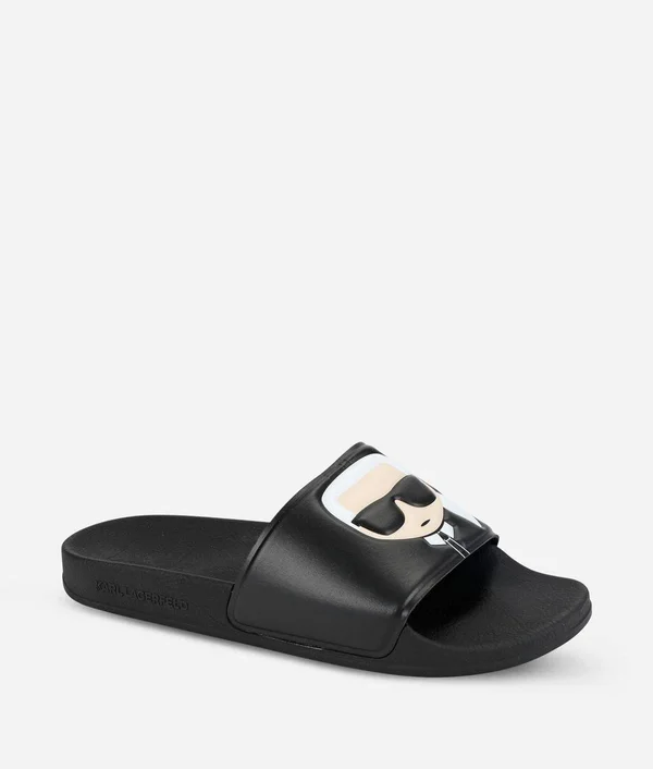 Karl Lagerfeld Kondo Karl Ikonik Slide Sandals - Black - Flip-Flops