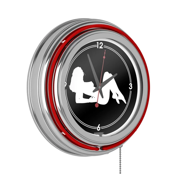 Shadow Babes - A Series - Clock w/ Two Neon Rings - Red
