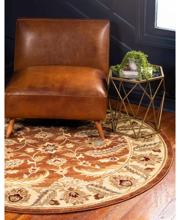 Unique Loom Hickory Voyage Rug (Brick Red - 6& x 6& Round)
