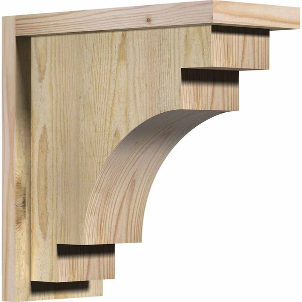 Ekena Millwork COR06X14X14MED01RDF 6x22W x 14x22D x 14x22H Mediterranean Rough Sawn Corbel w/Backplate, Douglas Fir
