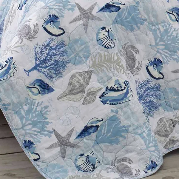 Laura Ashley Surf Spray Quilt Set, Coral, Twin