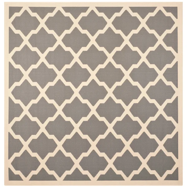 Safavieh Courtyard Anthracite & Beige 5&-3x22 x 5&-3x22 Square Indoor/Outdoor Rug