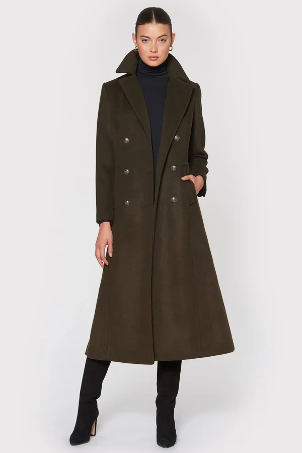 1 Madison Donna Wool Coat - Olive Womens Luxury Winter Coat Olive
