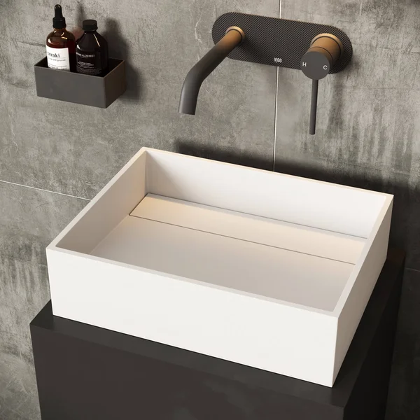 Vigo VG04023 Matte White Stone Rectangular Vessel Bathroom Sink