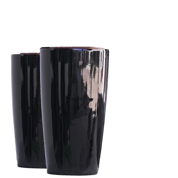 17x22 2pk Plastic Nested Self Watering Planter Pot Black - Xbrand