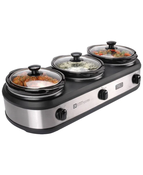 Tru Triple Slow Cooker - Silver