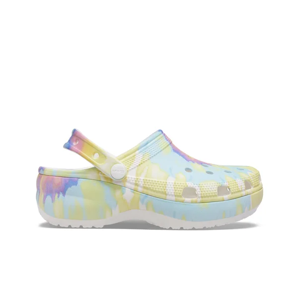 Crocs Women's Classic Tie Dye Platform Clogs - White