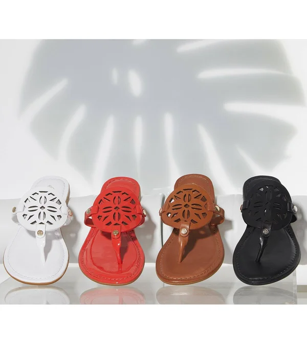 Antonio Melani Lindenie Patent Leather Flat Sandals - 7m