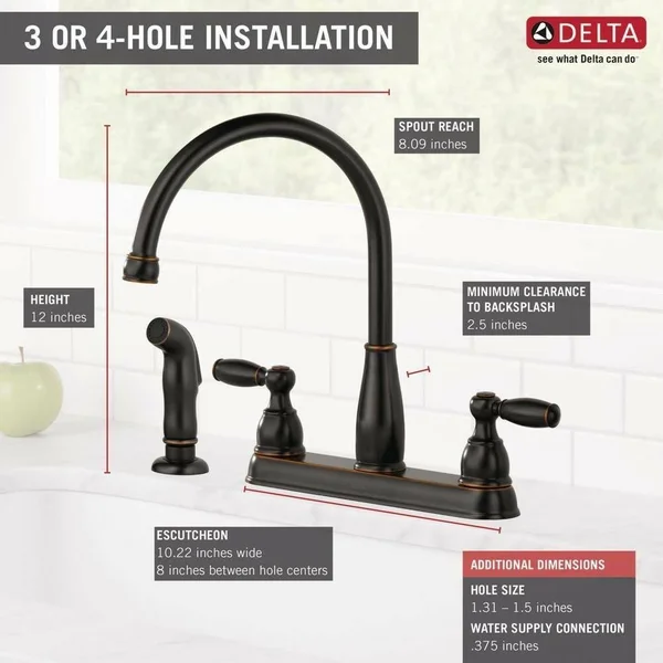 Delta Foundations 2-Handle Standard Kitchen Faucet with Side Sprayer in Oil-Rubbed Bronze