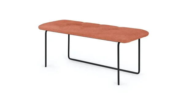 43x22 Tufted Red Fabric Bench - Metal Legs, Article Level Modern Furniture