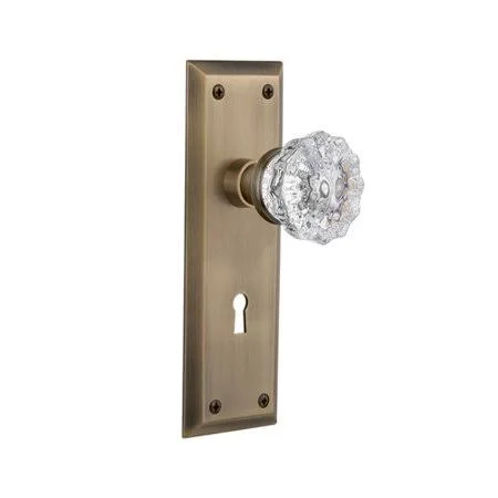 Nostalgic Warehouse Crystal Glass Single Dummy Door Knob with New York Plate Finish: Antique Brass 704574